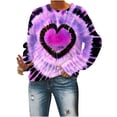 thumbnail image 4 of Jalioing Women's Sweatshirt for Valentine's Day Drop Shoulder Pullover Top Tie-Dye Print Fashion 2024 Tunics (XX-Large, Purple), 4 of 6