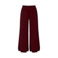 thumbnail image 5 of FAOWME Womens Casual Pants Elastic Waist Wide Leg Solid Color Comfortable Loose Fit Trousers With Pockets For Work And Leisure,Red,Xl, 5 of 5