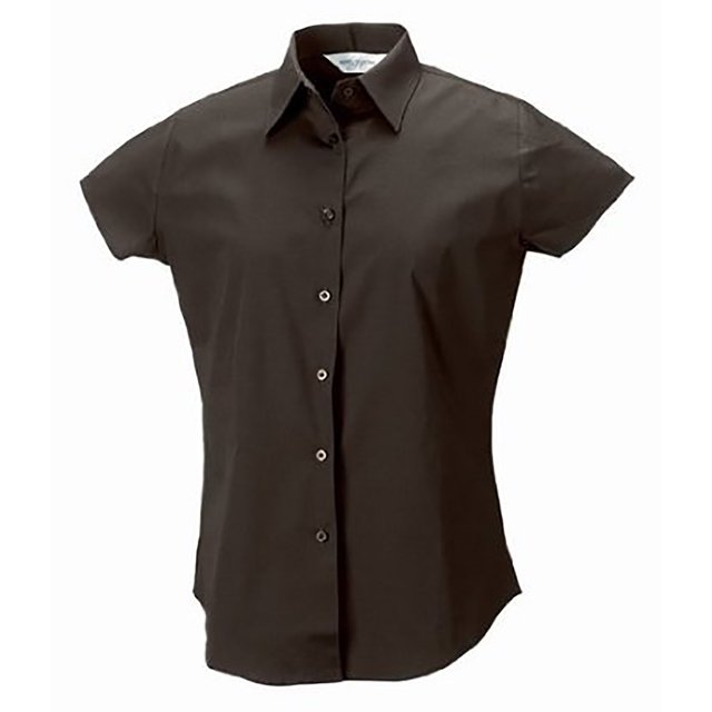 Russell Collection- Camisa de manga corta entallada de fácil cuidado para mujer (Marrón chocolate)