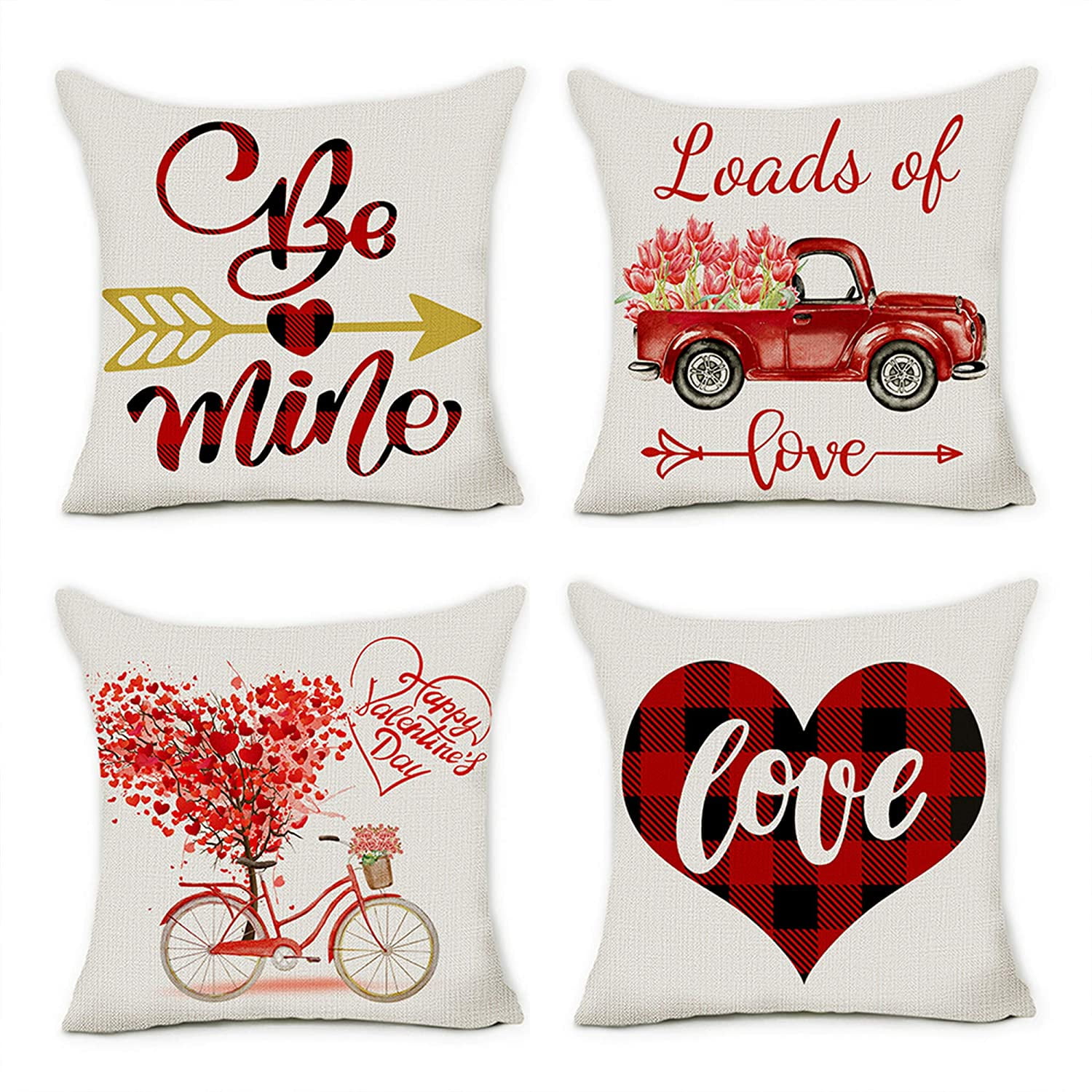 Coolmade Valentine Pillow Covers Valentines Day Decorations Throw Pillows  Cases 18x18 Inche, 4Pack - Walmart.com