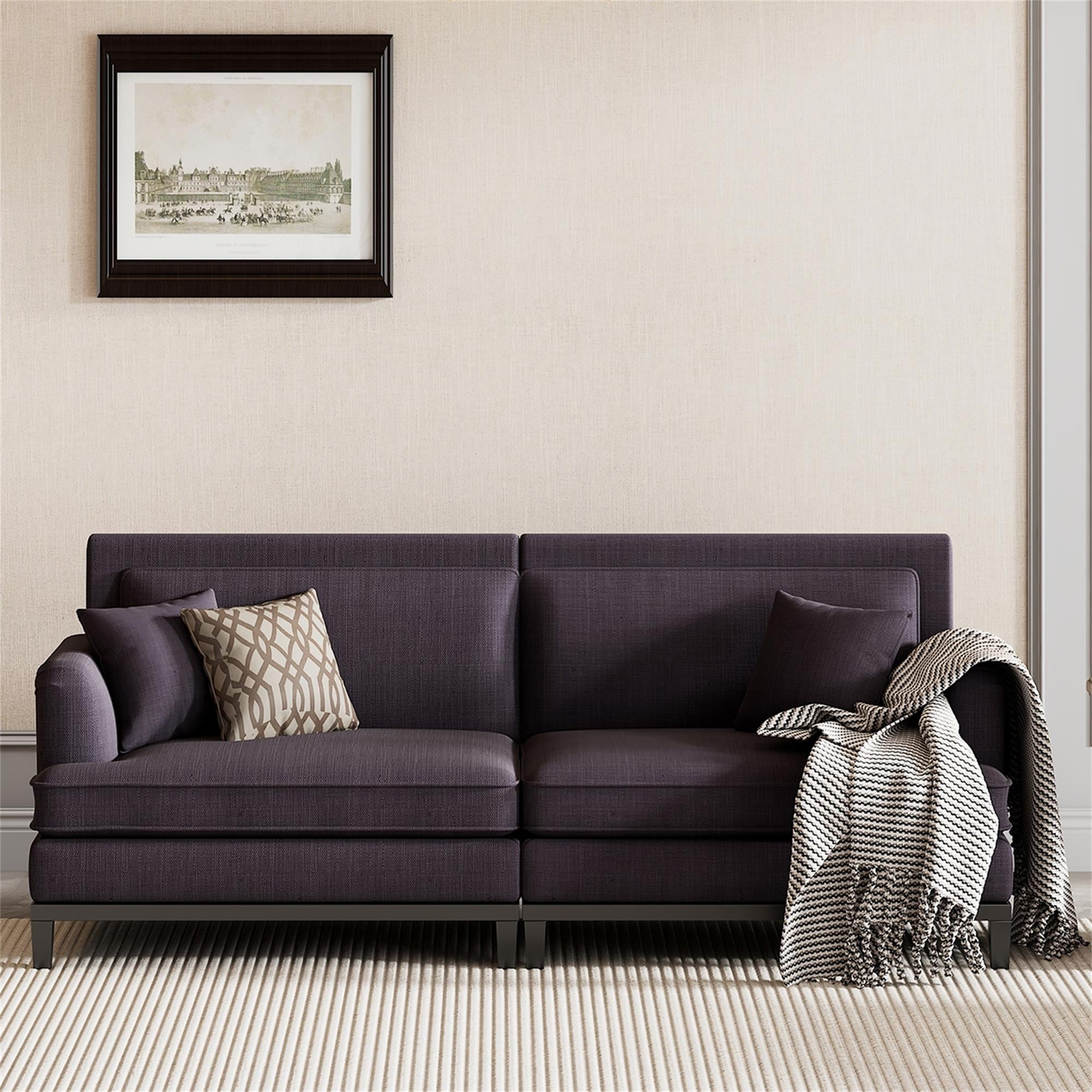 Canddidliike Country Style Sofa, Loveseat Couch with Wooden Legs and 2