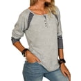 thumbnail image 3 of Bellella T-shirt pour Femmes T-shirt Rayé Manches Longues Col Rond Tunique Blouse de Travail Pull Gris S, 3 of 9