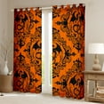 thumbnail image 2 of Homewish Vintage Western Dragon Black Out Curtains, Orange Damask Flower Print Curtains Pack of 2 (42x63 Each), Hippie Mandala Style Bedroom Curtains, Curtains and Drapes Decor, 2 of 6