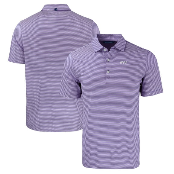 Men's Cutter & Buck  Purple NYU Violets Forge Eco Double Stripe Stretch Recycled Polo