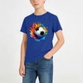 thumbnail image 2 of DJDLJWCJ Boys Crewneck T-shirt Soccer Graphic Printed Short Sleeve Shirts Stretch Soft Summer Lightweight Athletic Sports Shirts Blue Size 5-6 Years, 2 of 8