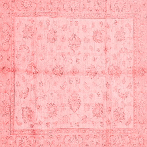 Ahgly Company Indoor Square Abstract Red Modern Area Rugs, 7' Square