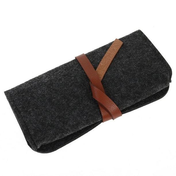 BRIGHTFUFU Estuche portátil para anteojos de fieltro, bolsa de almacenamiento para gafas de sol, estuche para lápices de lana, estuche para maquillaje, estuche para cosméticos (gris oscuro)