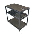 thumbnail image 3 of Bamboo & Steel Frame Nightstand/End Table with Wireless USB Charger Brushed Gray, 3 of 5