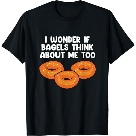 Bagels Think About Me Too Funny Bagel Lover Baking T-ShirtPure cotton short-sleeved shirts for both men and women
