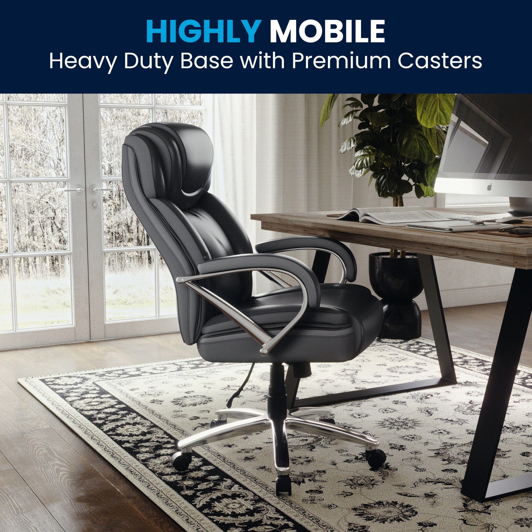 Flash Furniture Hercules Series Big & Tall Ergonomic LeatherSoft Office Chair, Black