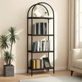 thumbnail image 1 of 4-Tier Arched Bookshelf, Industrial Style Open Bookcase with Metal Frame, Freestanding Display Shelving Unit for Living Room, Bedroom, Office Storage, 1 of 6