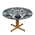 thumbnail image 3 of WYYP Wolf Blue Eyes Pattern Round Tablecloth 100% Polyester Fiber Full Width Single-Sided Printing White, 3 of 8