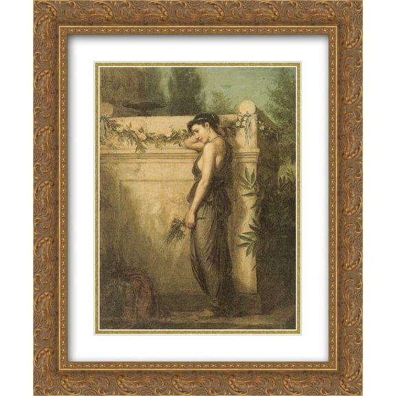 John William Waterhouse 2x Matted 20x24 Gold Ornate Framed Art Print 'Gone, But Not Forgotten'