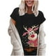 thumbnail image 1 of Camiseta holgada de manga corta con cuello redondo y estampado navideño informal a la moda para mujer Pompotops hfajkhk124492, 1 of 6