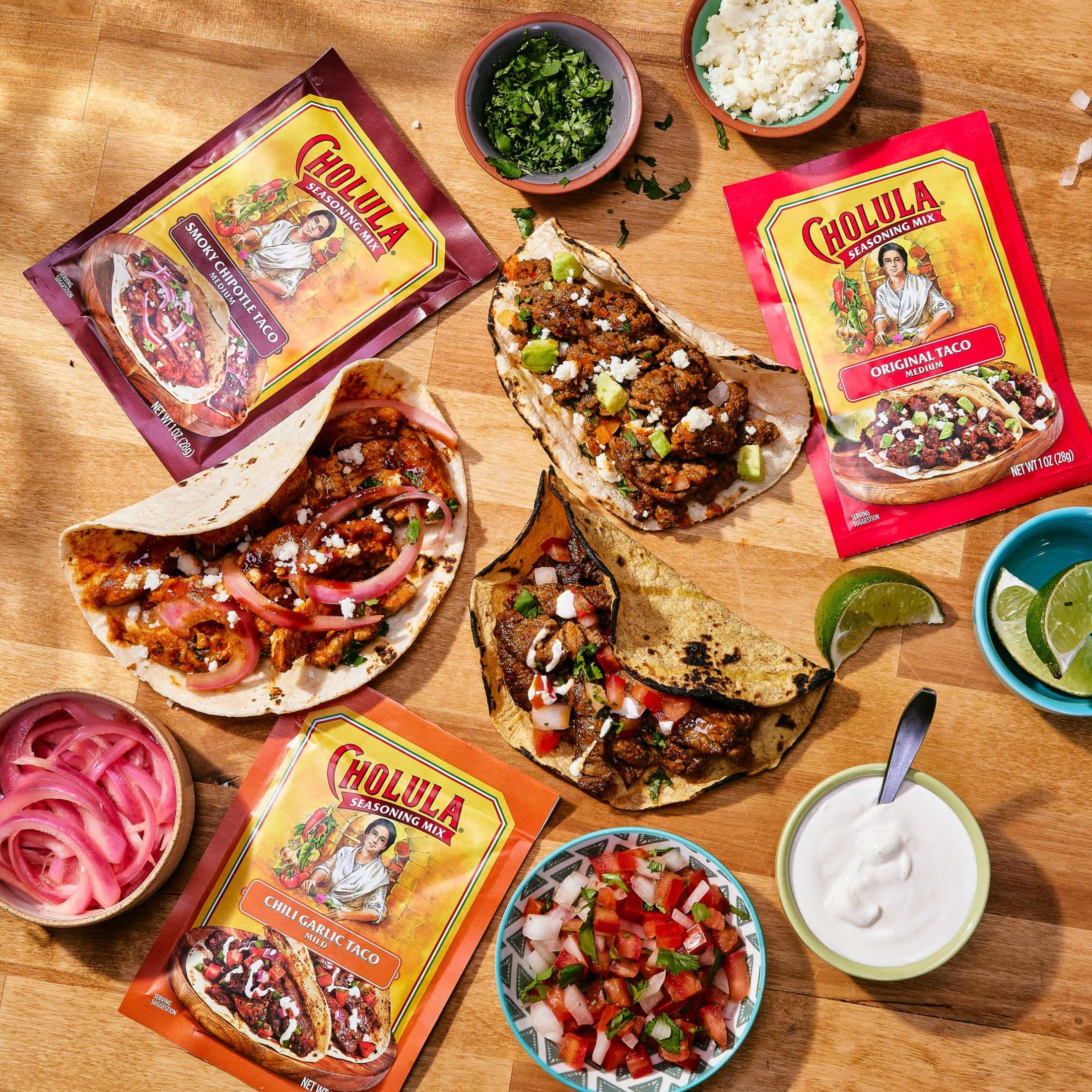 (2 pack) Cholula Chili Garlic Taco - Mild Recipe Mix, 1.0 oz Packet