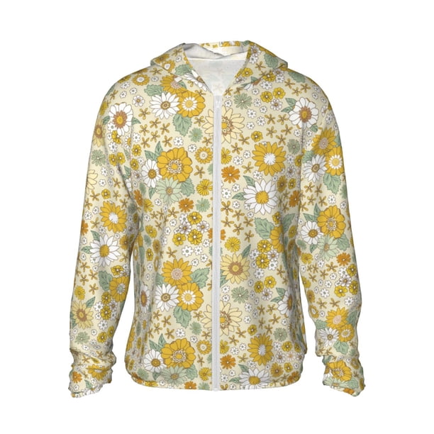 Balery Cute Sunflower Sudadera ligera de manga larga con capucha y protección solar UPF 50+ para hombre y mujer, ideal para pesca y running-Small