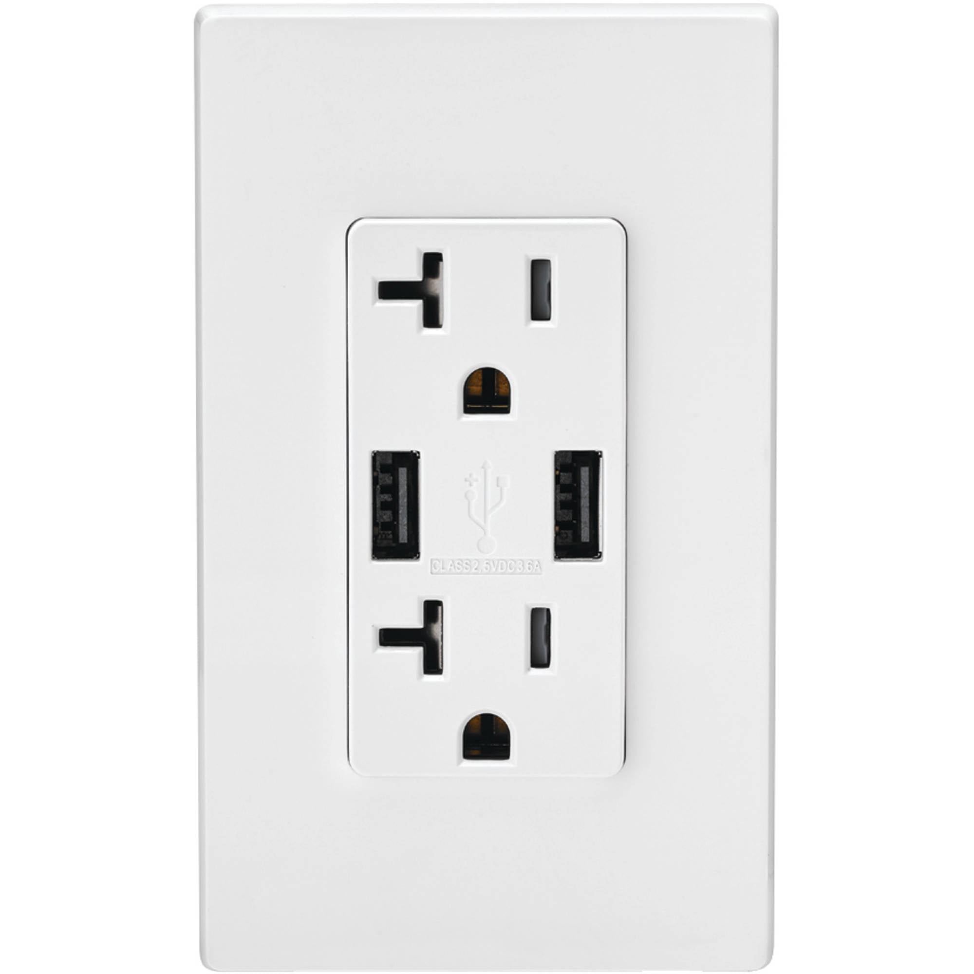 Leviton T5832-W Combo Duplex Receptacle and 20A USB Charger, White by Leviton