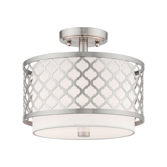 Livex Lighting Arabesque 2 Light Semi Flush Mount in Brushed Nickel
