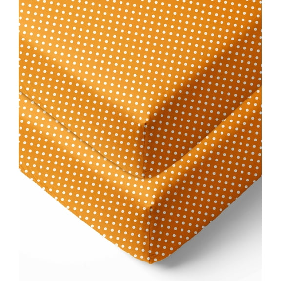 Bacati - MixNMatch Pin Dots Crib/Toddler Bed Sheets 100% Cotton Percale, Orange, 2-Pack