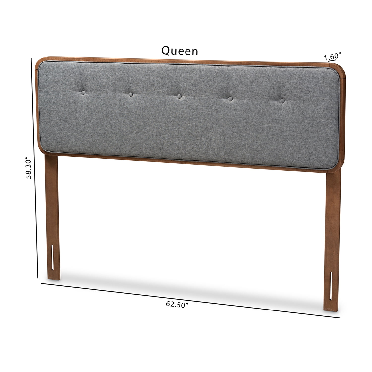 Baxton Studio Palina Mid-Century Wood Tufted Queen Headboard in Dark Gray