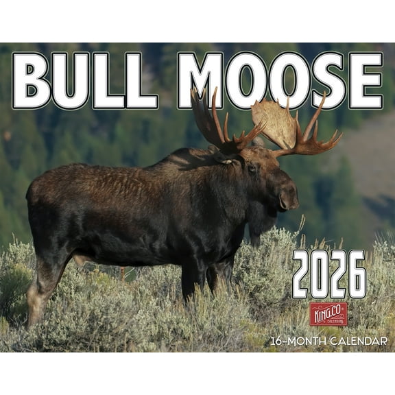 2026 Bull Moose Wall Calendar 16-Month X-Large Size 14x22, Wild Bull Moose Calendar by The KING Company-Monster Calendars