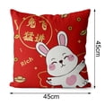 thumbnail image 6 of Ludlz Square Soft Detachable Lightweight Decorative Pillowcase Cartoon Rabbit Pattern New Year Cushion Cover Home Decor, 6 of 8