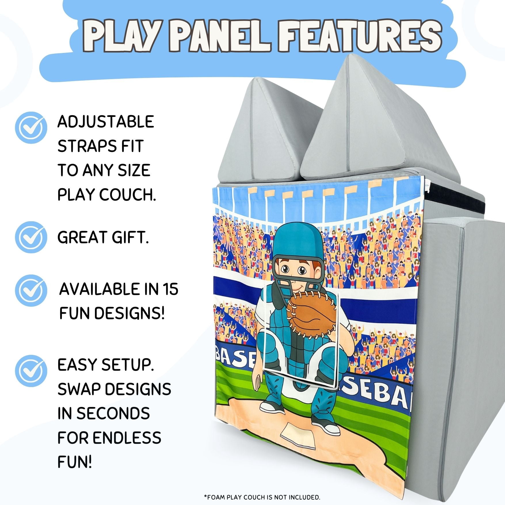 Baseball Play Panel for Kids Foam Play Couch by Couch Swag