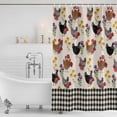 thumbnail image 3 of Farmhouse Rooster Shower Curtain, Waterproof Shower Curtains for Bathroom, Vintage Watercolor Flowers Black Plaid Washable Fabric Bathtub Curtain Set Bath Decor with 12 Hooks Long 72"x84", 3 of 8