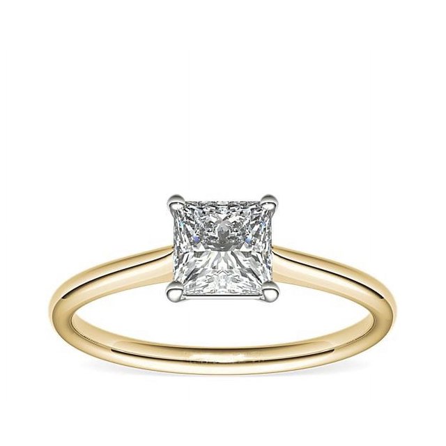 1.00 Carat Excellent Princess Cut Natural Diamond Solitaire Beautiful Ring for Anniversary Solid 14K Yellow Gold Size 4.5