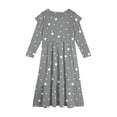 thumbnail image 4 of Abcomgle Girls Long Dresses Size 7-8 Casual A-Line Ruffle Long Sleeve Girls Long Dresses Polka Dot Crew Neck Sundresses Tiered Dresses with Pockets,Gray, 4 of 5