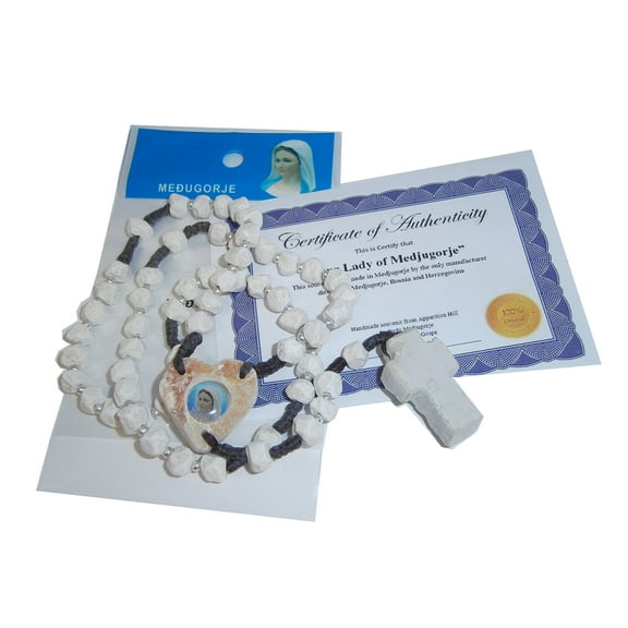 MEDJUGORJE - All Stones Rosary made from Apparation hill stones(16 inches lon...
