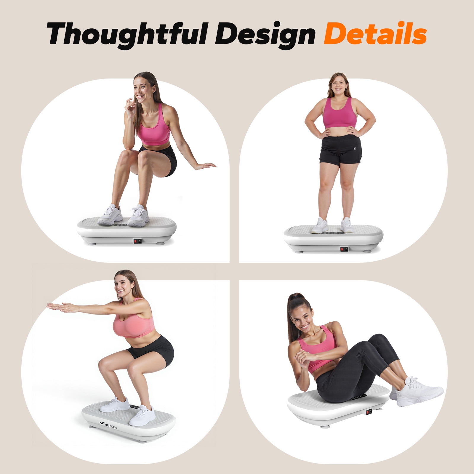 MERACH Vibration Plate Trainer Pro - 440 lb Support, Enhanced Motor, Bluetooth, Silicone Pedals