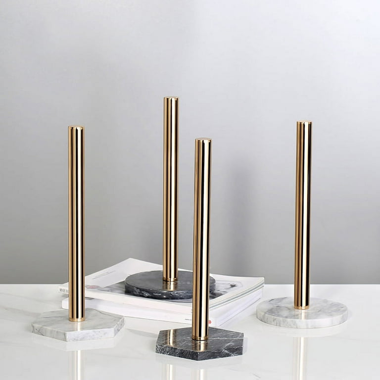 Gold Paper Stand with Marble Base Vertical Paper Towel Rack Modern Paper  Towel Holder Roll Toilet Countertop Kitchen A