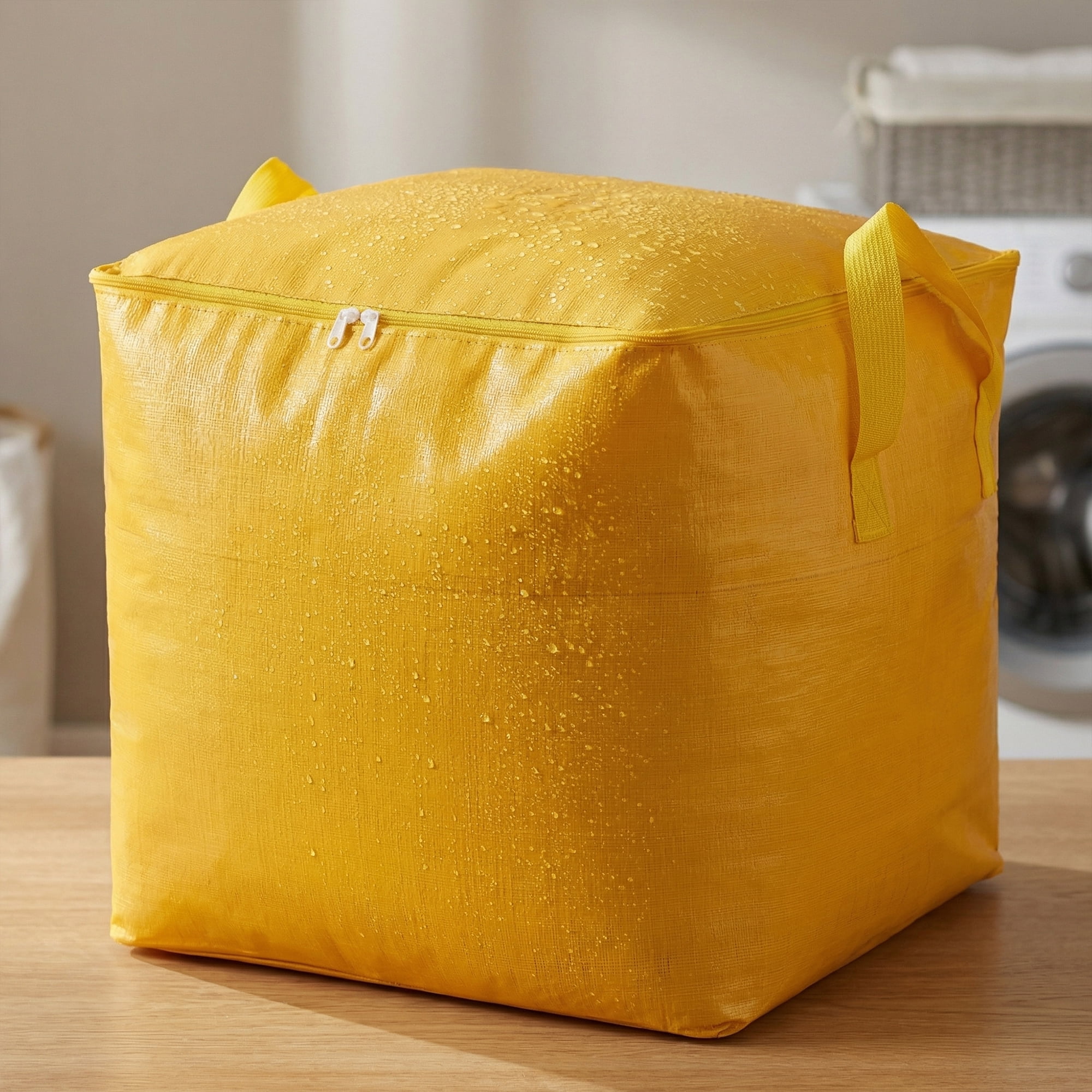 Unique Bargains Clothes Storage Bag with Handles Yellow 23.6"x19.7"x23.6"