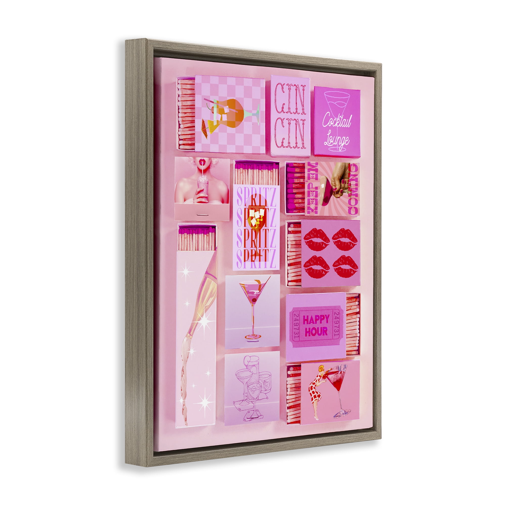 Feminine Glam Matches Brown Framed Floater Canvas Wall Art, design by Lil' Rue