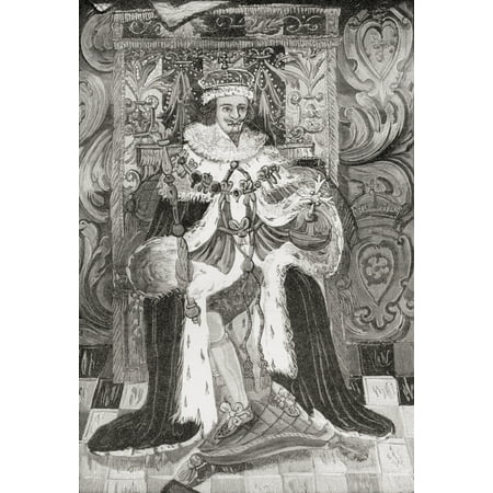 Pic Of I Charles I 1600 To 1649 King Of England Scotland And Ireland From The Book Short History Of The English People By JR Green Published London 1893 Canvas Art - Ken Welsh Design Pics (12 x 17) ()