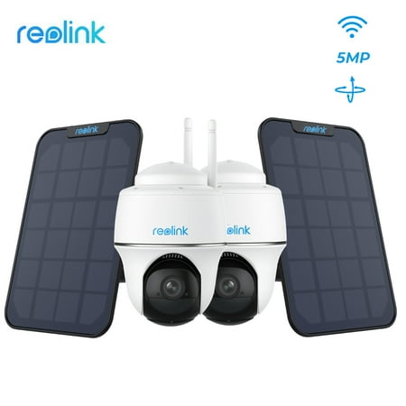 2Pcs Reolink Argus PT 2K with 3W Black Solar Panel - 2K 5MP PTZ 2.4/5GHz WIFI Outdoor Security Battery-Powered IP Camera