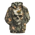 thumbnail image 3 of GHUALURU Men's Skull Camo 3D Graphic Pullover Hoodie with Fall Leaves, Multi1，XL, 3 of 6