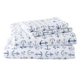 thumbnail image 2 of Great Bay Home Coastal Inspired Microfiber Sheet Set (King, Anchor), 2 of 9