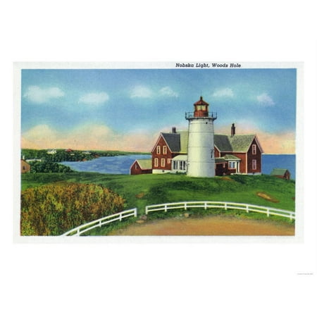 Nobska Lighthouse - Cape Cod, Massachusetts - View of the Nobska Lighthouse, Woods Hole Print Wall Art By Lantern Press