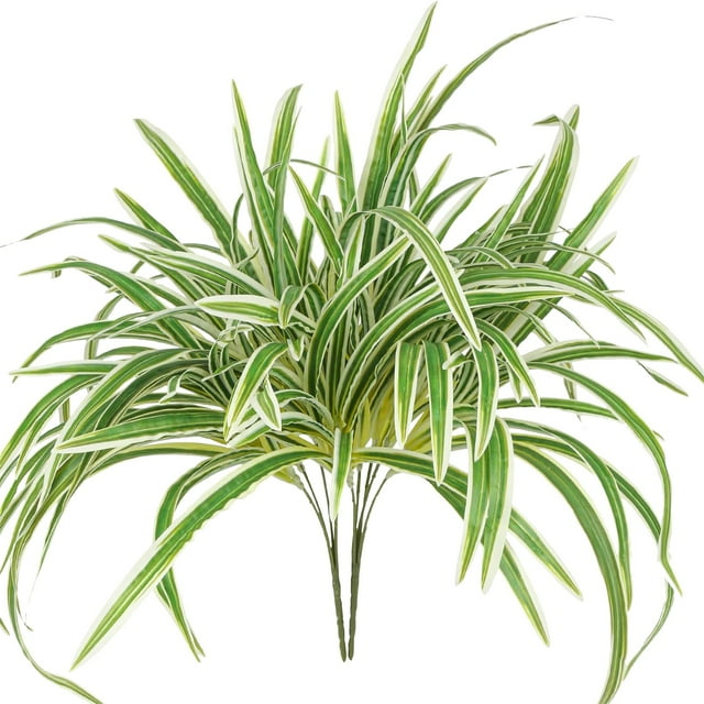 Barhoo Plante-Araignée Artificielle Réaliste, Grandes Plantes de Verdure Factices, Faux Buissons Réalistes pour Décoration de Table Intérieure et de Jardinière Extérieure, Aucun Entretien Requis, Rehausse les Espaces de la Maison et du Bureau