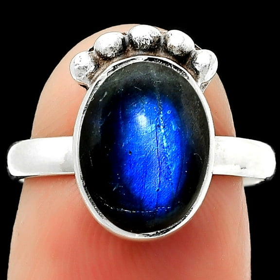 Blue Fire Labradorite - Madagascar 925 Sterling Silver Ring s.7 Jewelry R-1222 SDR166794