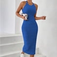 thumbnail image 2 of Fewfanhot Women Dresses Sleeveless Sweater Dress Mock Neck Ribbed Knit Fall Tank Maxi Dresses, 2 of 6