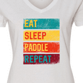 thumbnail image 4 of Inktastic Stand Up Paddle Boarding Eat Sleep Paddle Repeat Women's V-Neck T-Shirt, 4 of 5