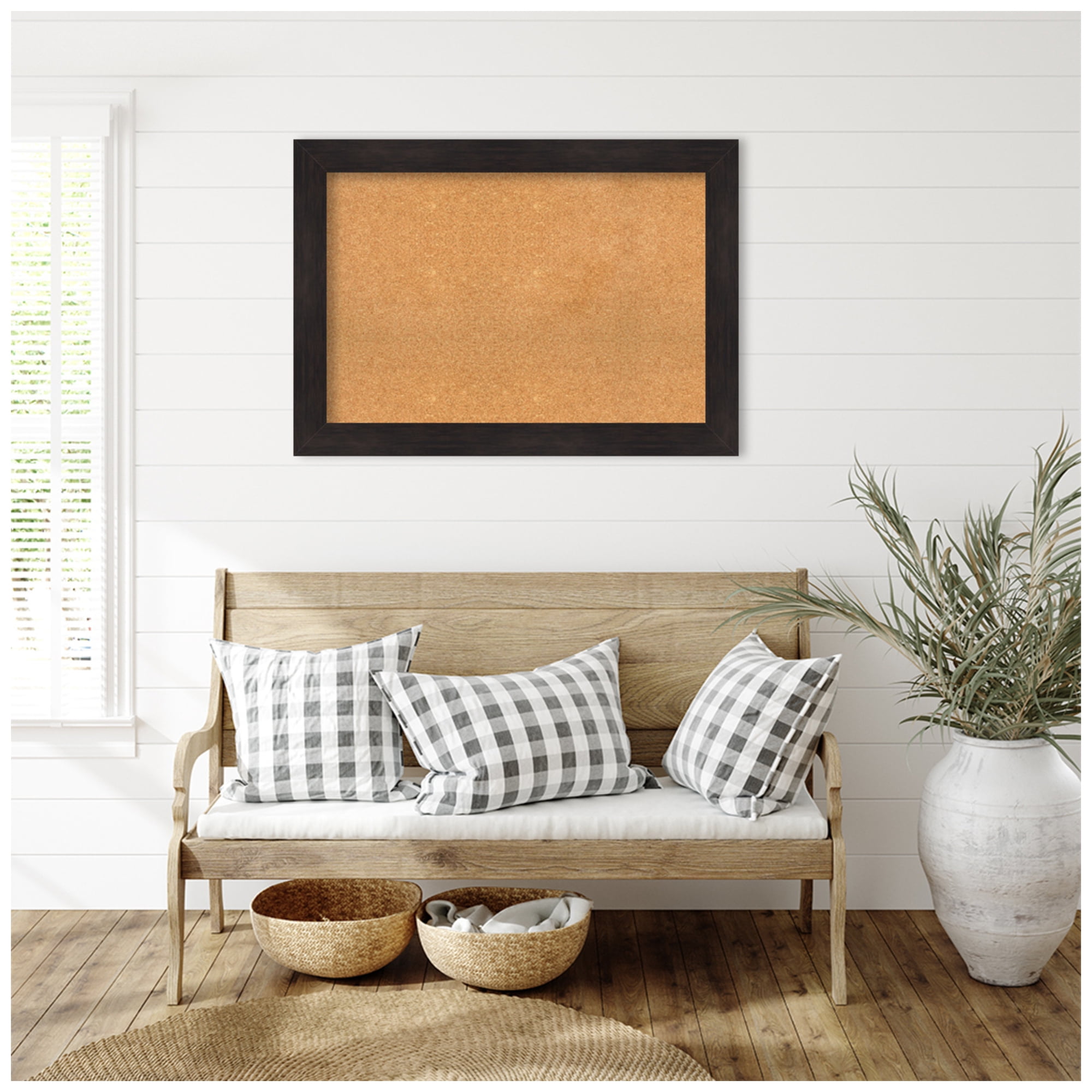 Amanti Art Natural Cork Board Framed Furniture Espresso Bulletin Board 42 in. x 30 in.