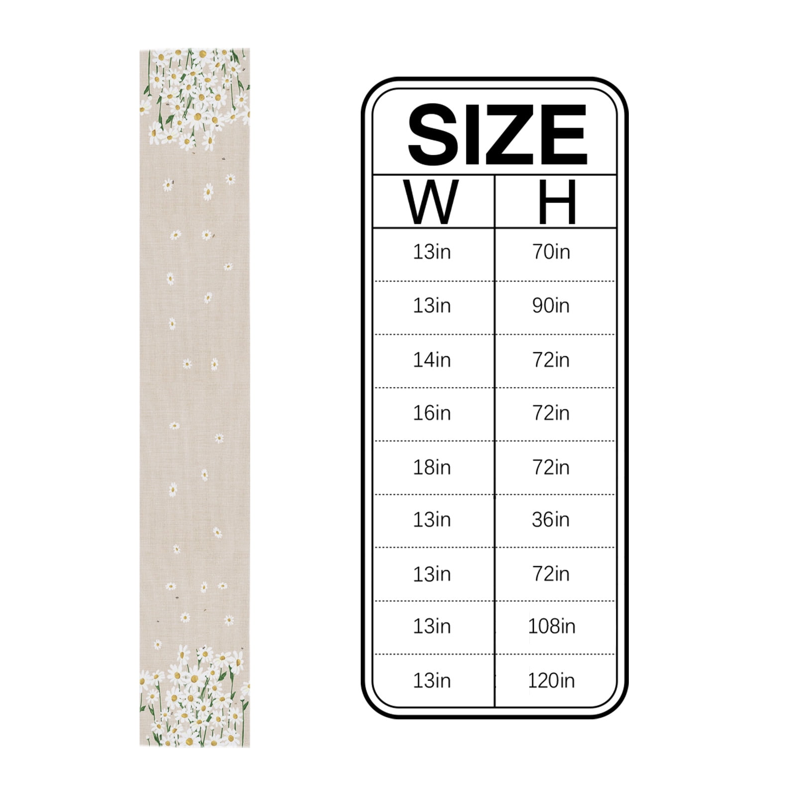 Ldtrchee Spring Floral Daisy Table Runner 48 Inches, Flower Burlap Texture Bed Runner Dresser Scarves Tabletop for Indoor Outdoor Parties/Ceremony/Banquet, 13" x 48"