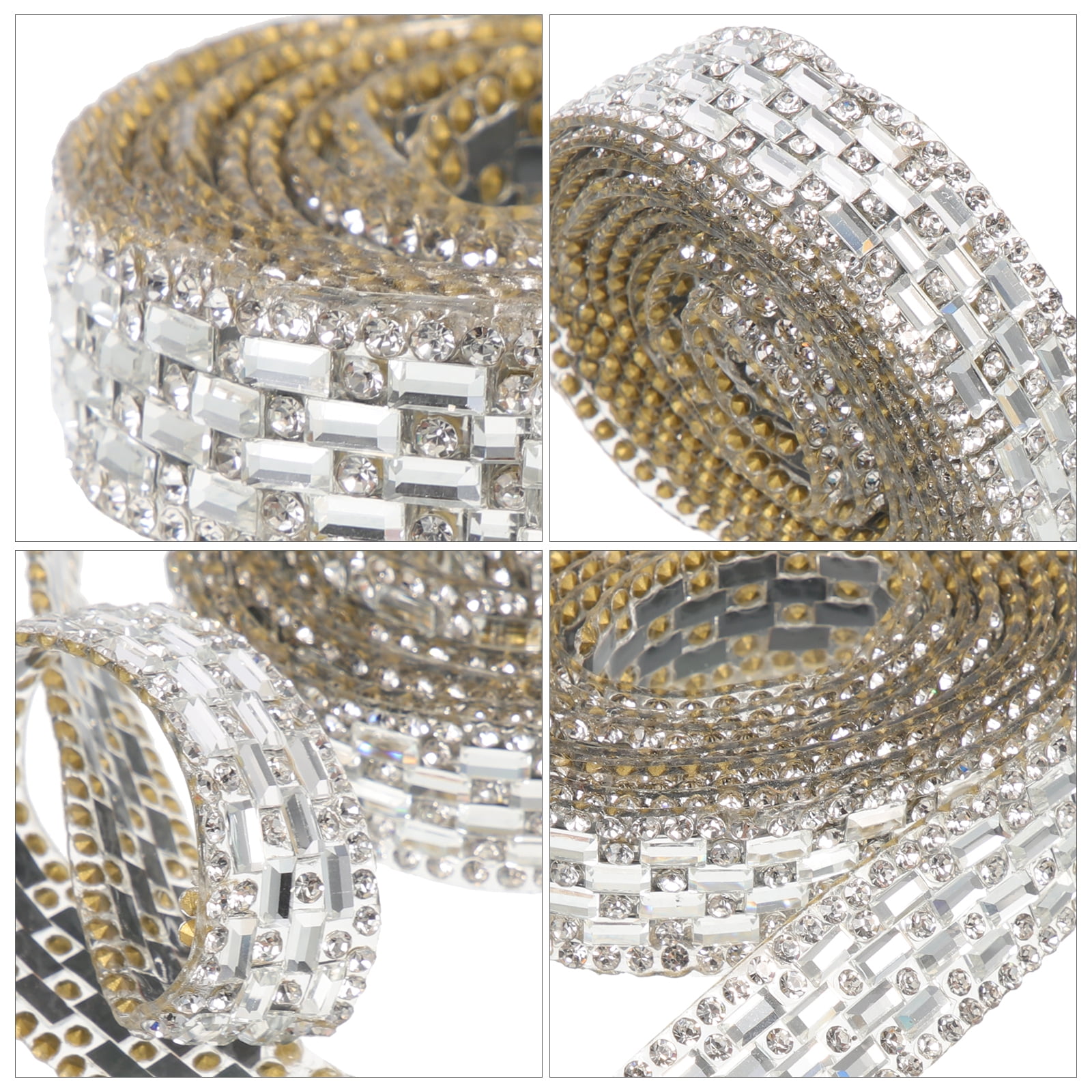 5 Rolls Burlap Lace Ribbon Glass Rhinestone Band Cake Decoration
