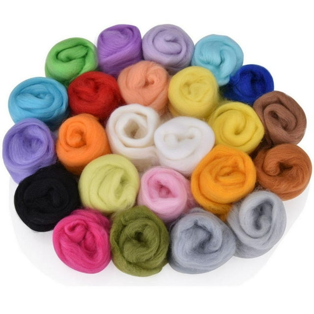 Needle Felting Wool Set 50 Colors Wool Roving for Felting Fiber Hand Spinning DIY Craft Materials, Yarn Roving Felting Wool and Accessories