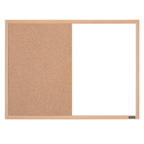 Quartet Combination Board, 17" x 23", Dry-Erase & Cork, Oak Frame (35-380402Q)