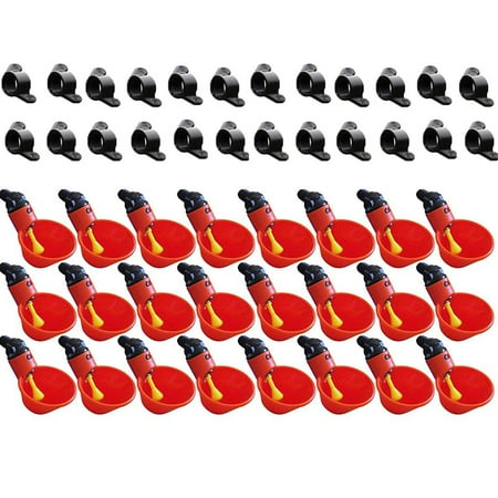 Bouanq Feed Automatic Bird Coop Poultry Chicken Fowl Drinker Water Drinking Cups 24Pcs